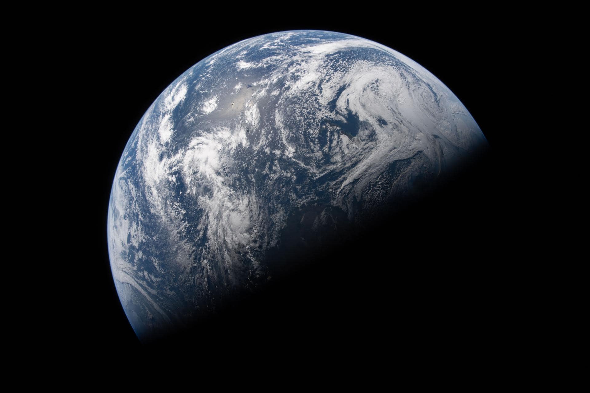 Earth seen from the Orion spacecraft during the Artemis II lunar mission